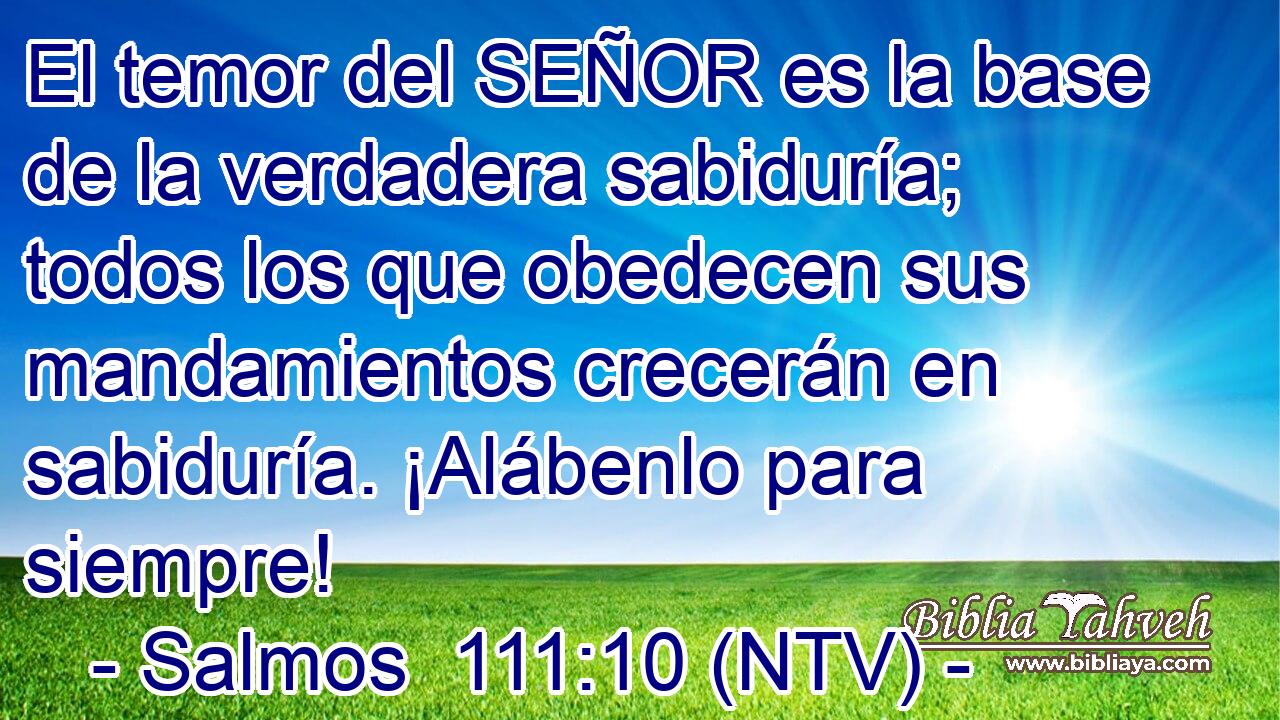 El temor del SEÑOR es la base de la verdadera sabiduría; todos los que obedecen sus mandamientos crecerán en sabiduría. ¡Alábenlo para siempre!