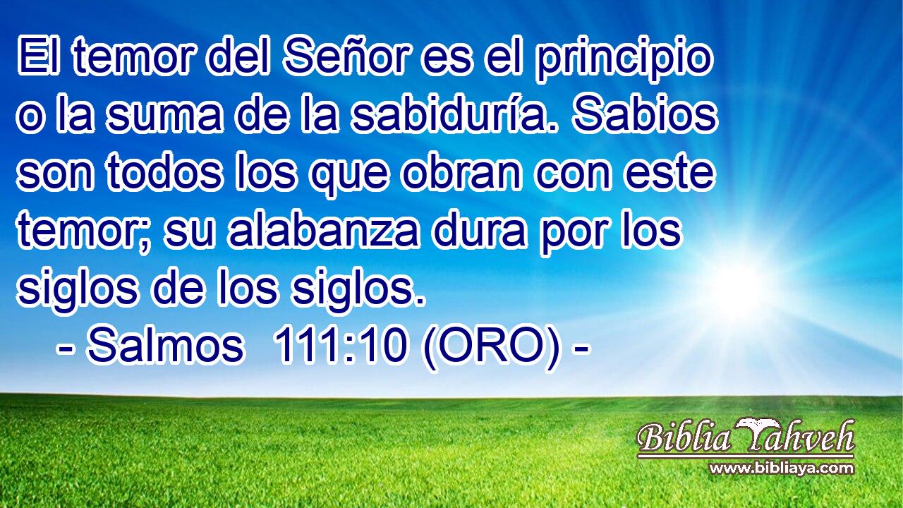  El temor del Señor es el principio o la suma de la sabiduría. Sabios son todos los que obran con este temor; su alabanza dura por los siglos de los siglos. 