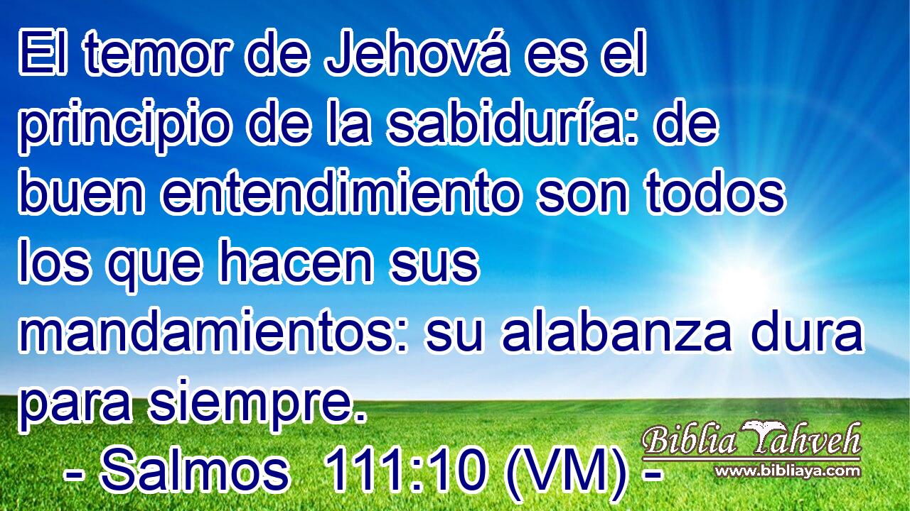  El temor de Jehová es el principio de la sabiduría: de buen entendimiento son todos los que hacen sus mandamientos: su alabanza dura para siempre. 
