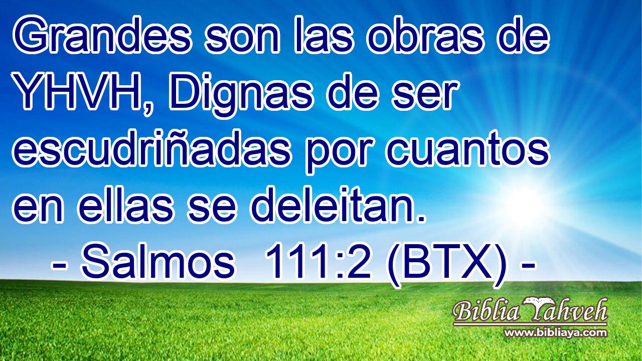 Salmos 111:2 (BTX) - Grandes Son Las Obras De YHVH, Dignas De Ser...