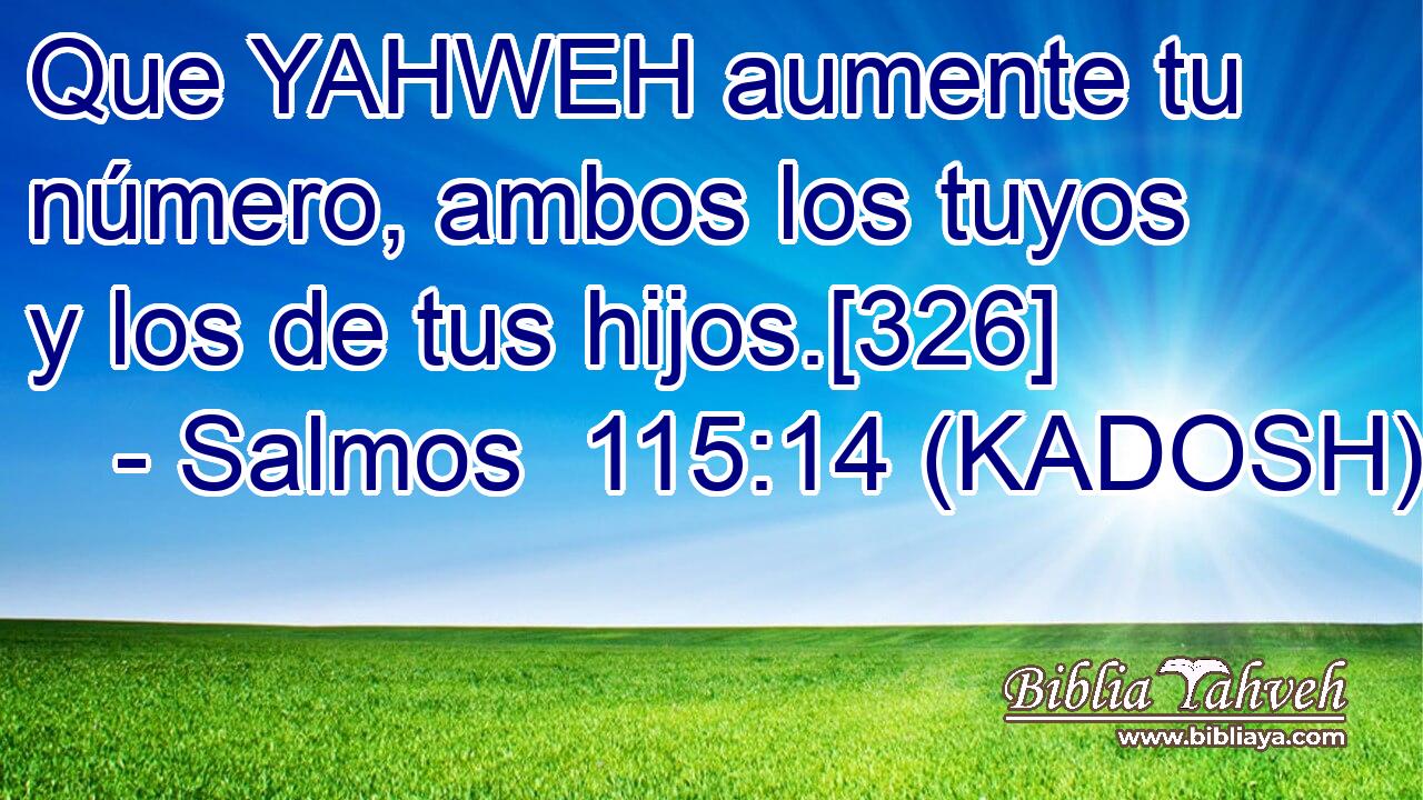  Que YAHWEH aumente tu número, ambos los tuyos y los de tus hijos.[326] 