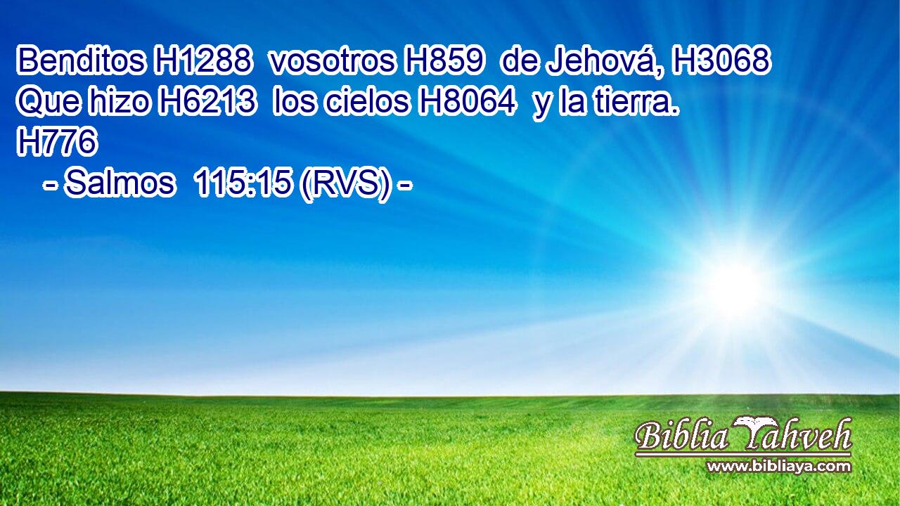 Benditos H1288  vosotros H859  de Jehová, H3068  Que hizo H6213  los cielos H8064  y la tierra. H776  