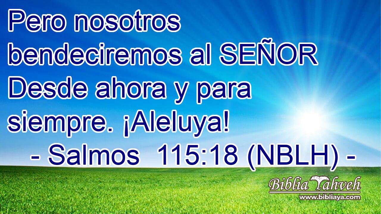  Pero nosotros bendeciremos al SEÑOR Desde ahora y para siempre. ¡Aleluya! 