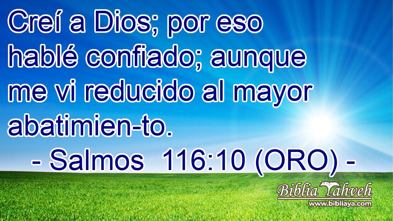  Creí a Dios; por eso hablé confiado; aunque me vi reducido al mayor abatimien-to. 