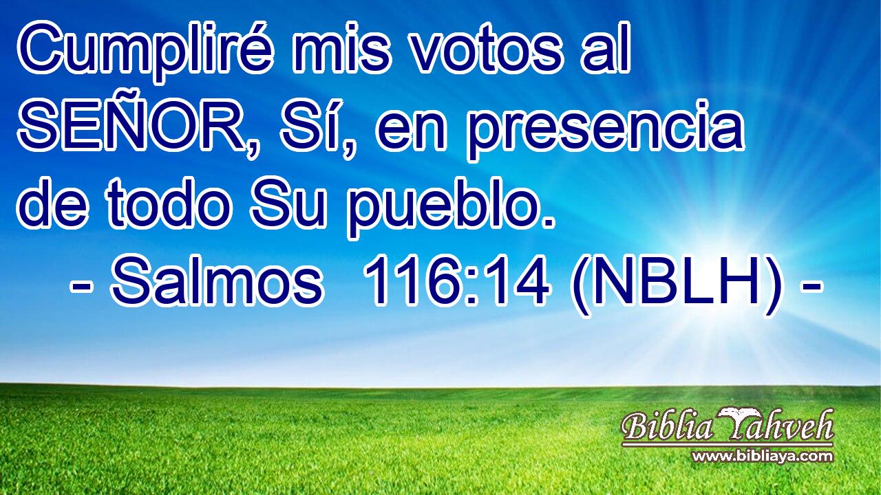  Cumpliré mis votos al SEÑOR, Sí, en presencia de todo Su pueblo. 