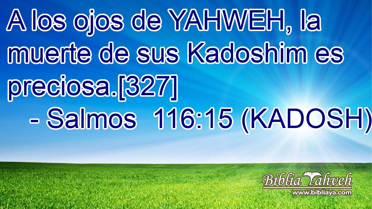  A los ojos de YAHWEH, la muerte de sus Kadoshim es preciosa.[327] 
