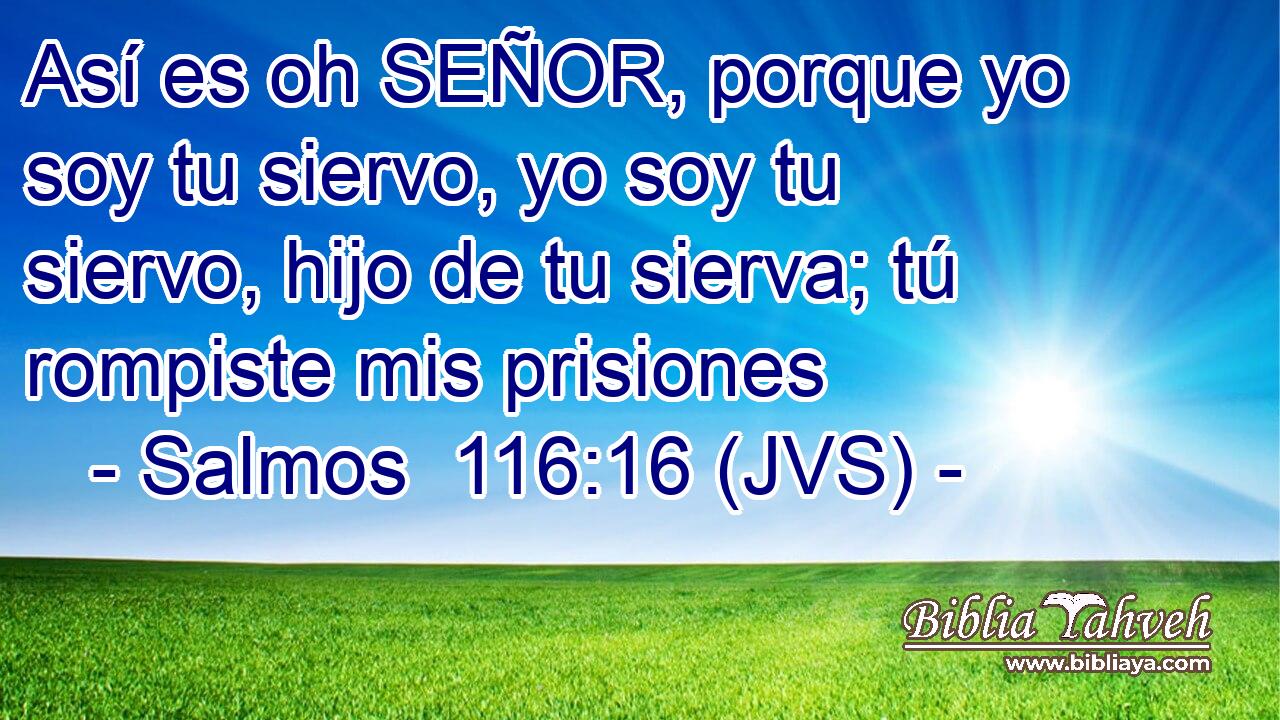 Así es oh SEÑOR, porque yo soy tu siervo, yo soy tu siervo, hijo de tu sierva; tú rompiste mis prisiones