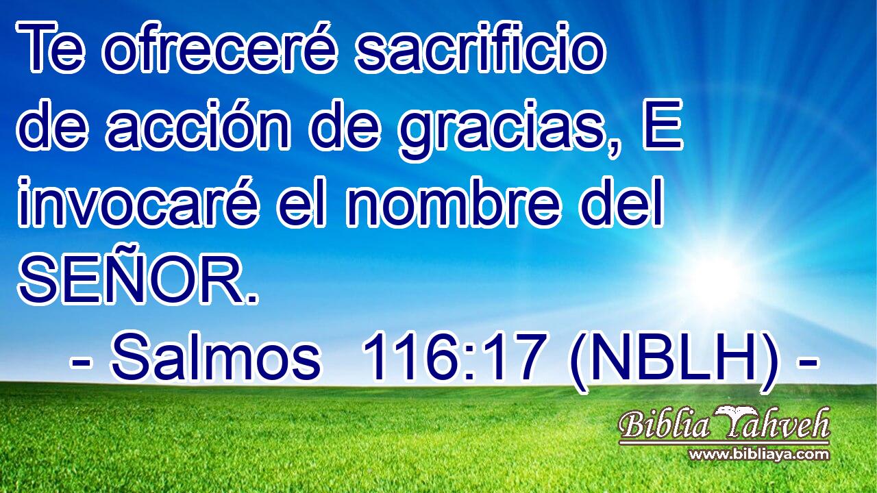  Te ofreceré sacrificio de acción de gracias, E invocaré el nombre del SEÑOR. 