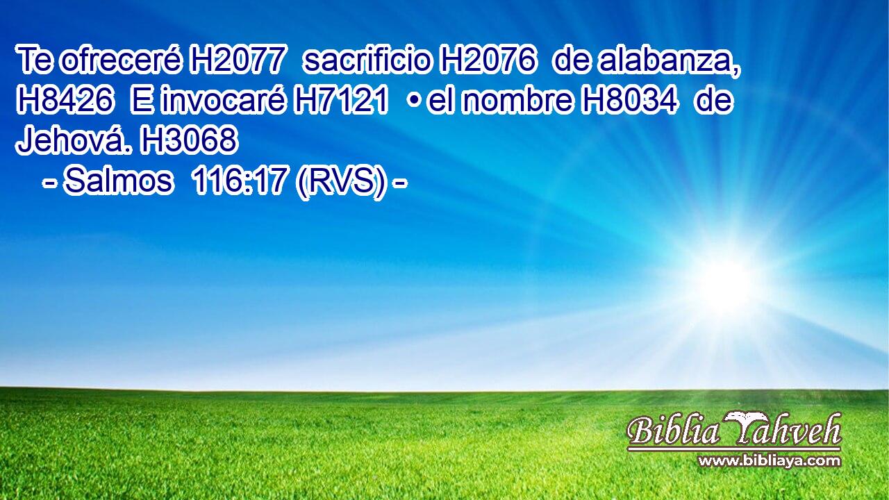 Te ofreceré H2077  sacrificio H2076  de alabanza, H8426  E invocaré H7121  • el nombre H8034  de Jehová. H3068  