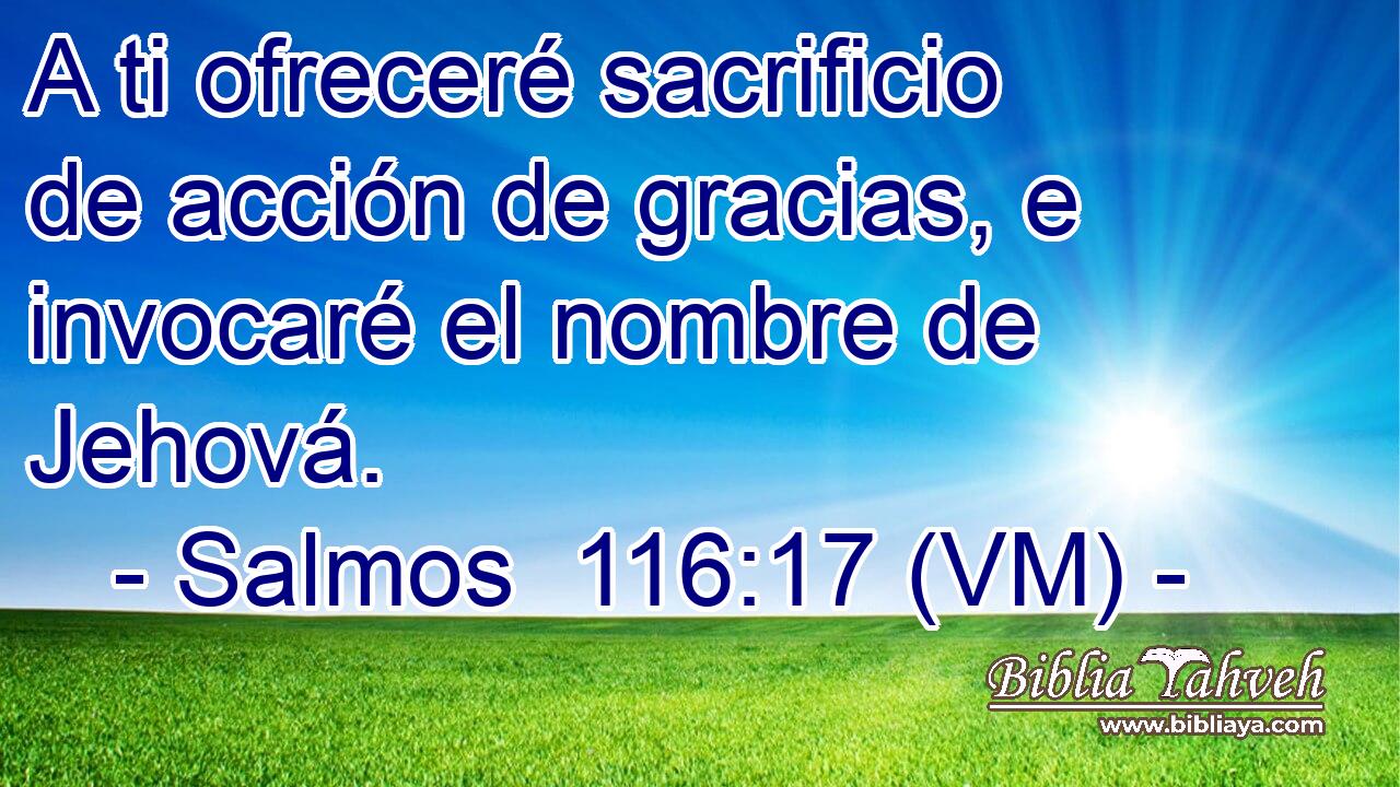  A ti ofreceré sacrificio de acción de gracias, e invocaré el nombre de Jehová. 