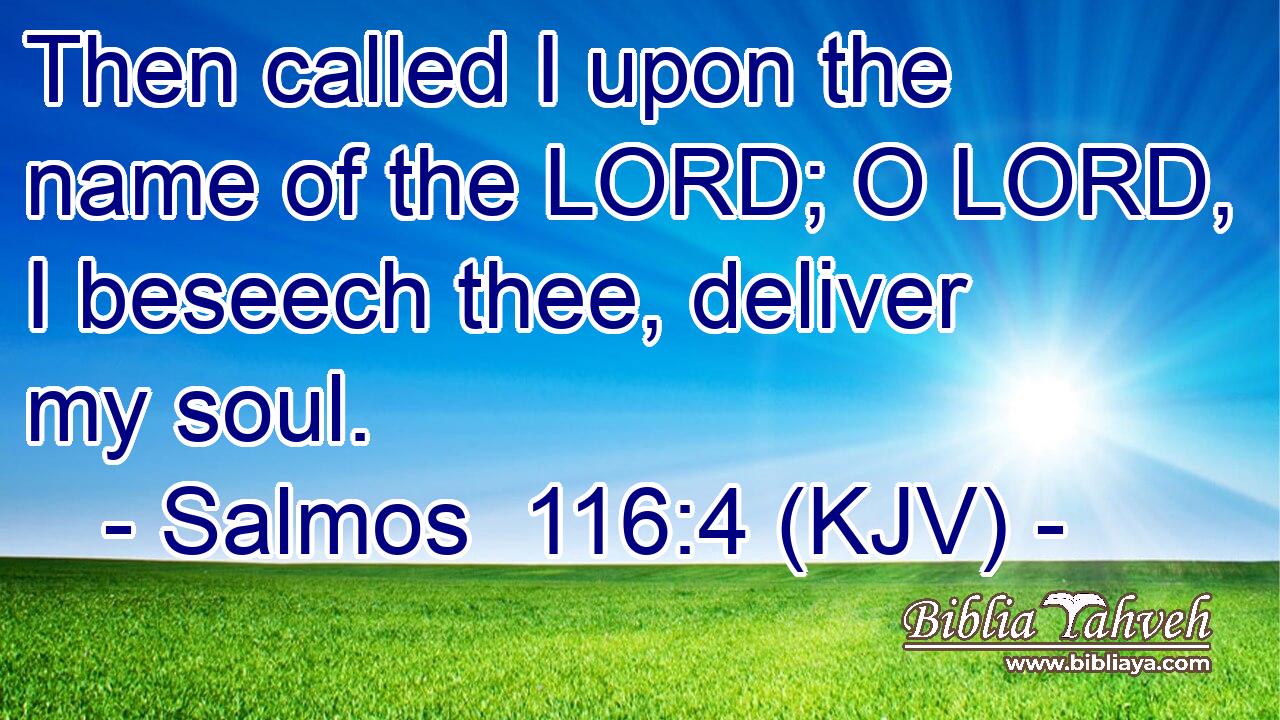 Then called I upon the name of the LORD; O LORD, I beseech thee, deliver my soul.