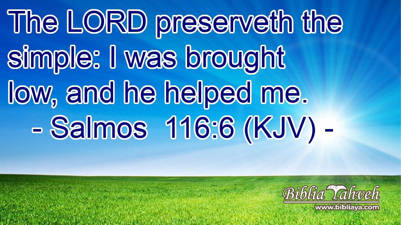 The LORD preserveth the simple: I was brought low, and he helped me.