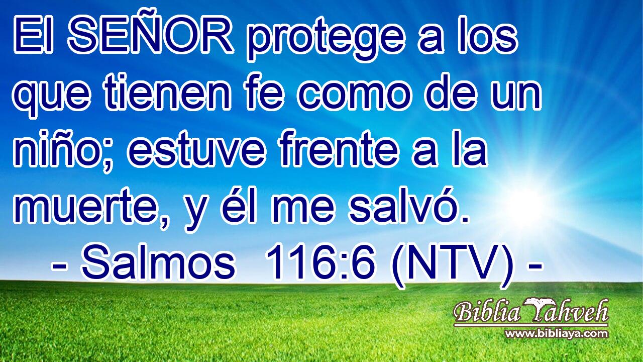 El SEÑOR protege a los que tienen fe como de un niño; estuve frente a la muerte, y él me salvó.