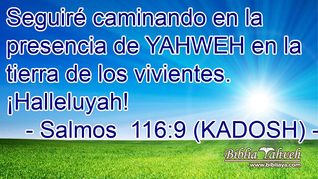  Seguiré caminando en la presencia de YAHWEH en la tierra de los vivientes. ¡Halleluyah! 