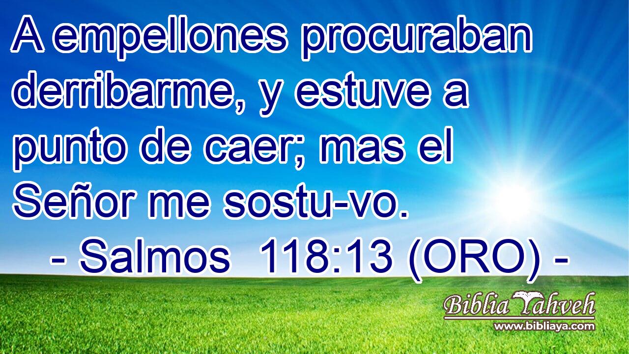  A empellones procuraban derribarme, y estuve a punto de caer; mas el Señor me sostu-vo. 