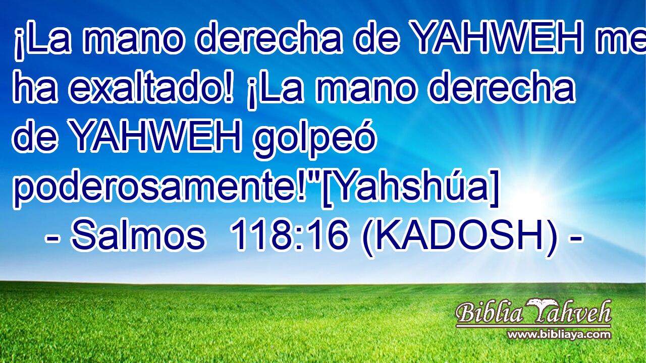  ¡La mano derecha de YAHWEH me ha exaltado! ¡La mano derecha de YAHWEH golpeó poderosamente!