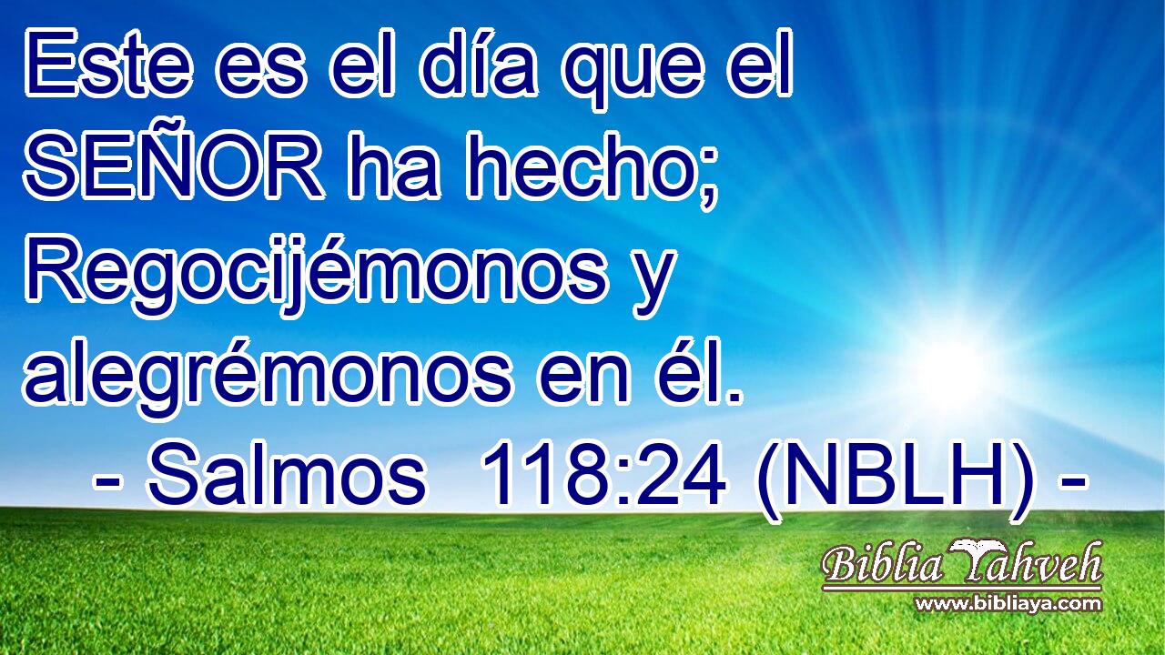  Este es el día que el SEÑOR ha hecho; Regocijémonos y alegrémonos en él. 