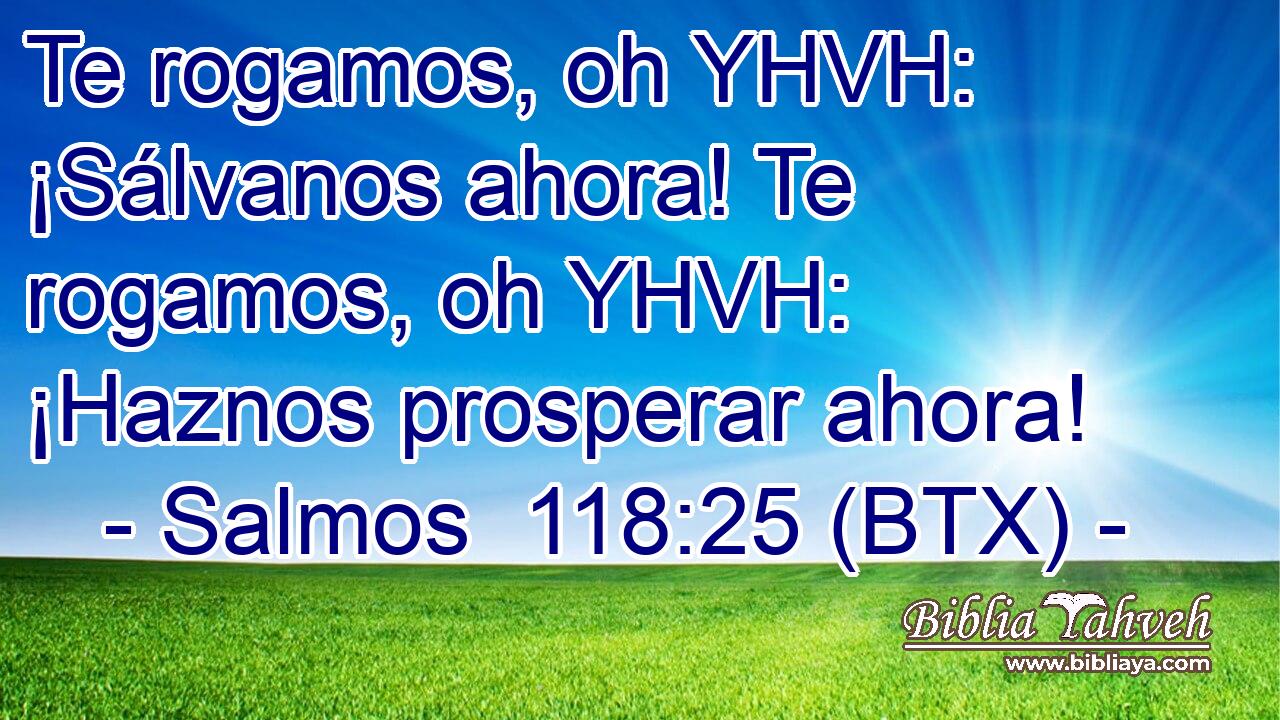Te rogamos, oh YHVH: ¡Sálvanos ahora! Te rogamos, oh YHVH: ¡Haznos prosperar ahora!