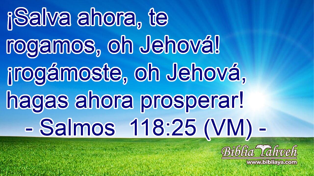  ¡Salva ahora, te rogamos, oh Jehová! ¡rogámoste, oh Jehová, hagas ahora prosperar! 