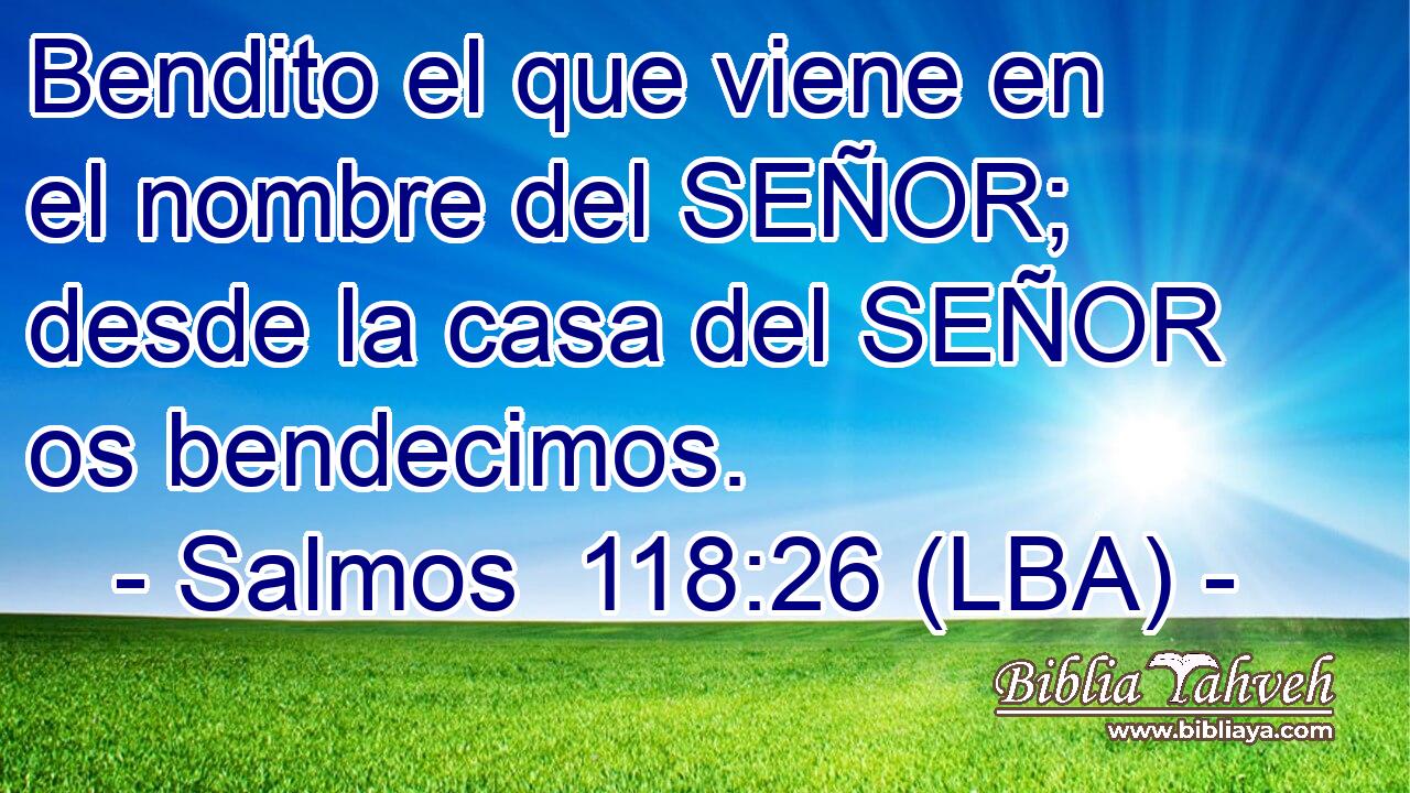 Bendito el que viene en el nombre del SEÑOR; desde la casa del SEÑOR os bendecimos.