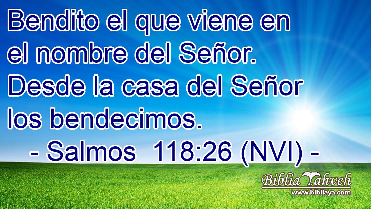  Bendito el que viene en el nombre del Señor. Desde la casa del Señor los bendecimos. 