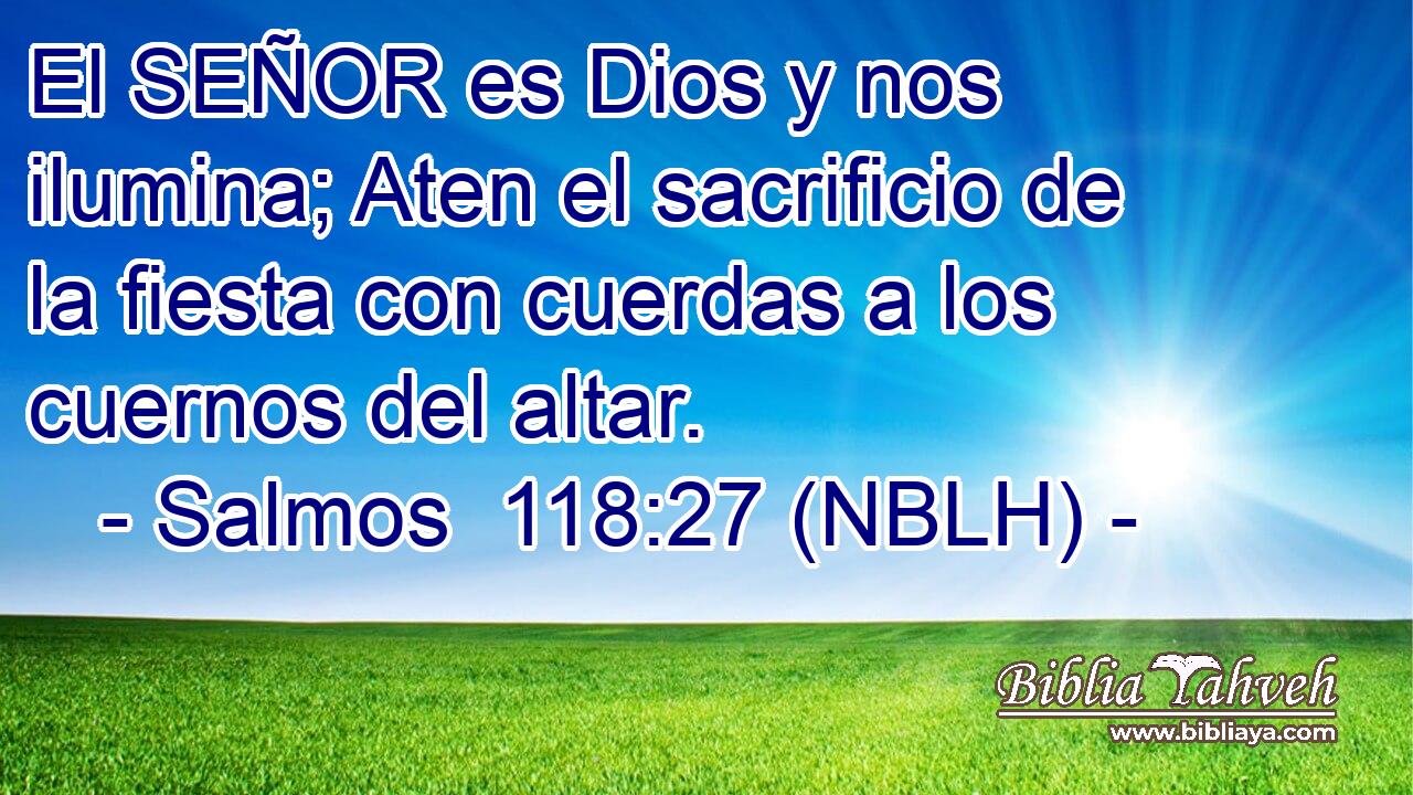  El SEÑOR es Dios y nos ilumina; Aten el sacrificio de la fiesta con cuerdas a los cuernos del altar. 