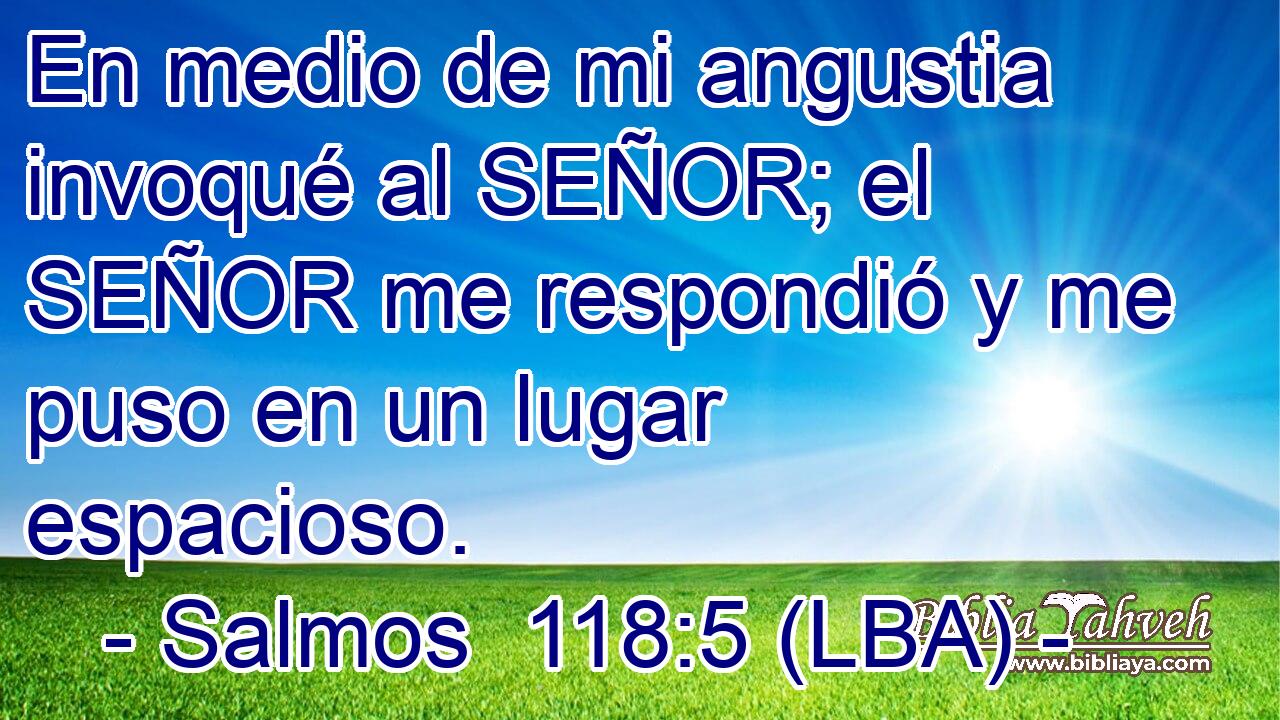 En medio de mi angustia invoqué al SEÑOR; el SEÑOR me respondió y me puso en un lugar espacioso.