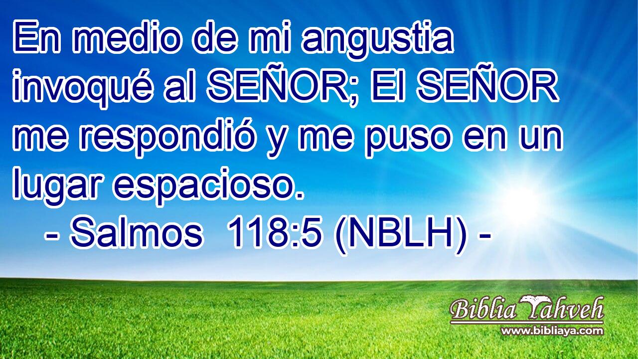  En medio de mi angustia invoqué al SEÑOR; El SEÑOR me respondió y me puso en un lugar espacioso. 