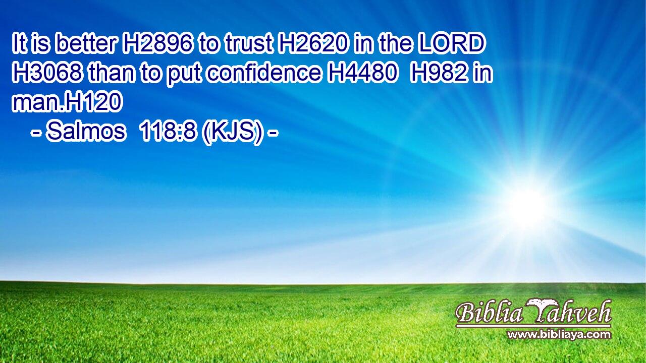 It is better H2896 to trust H2620 in the LORD H3068 than to put confidence H4480  H982 in man.H120