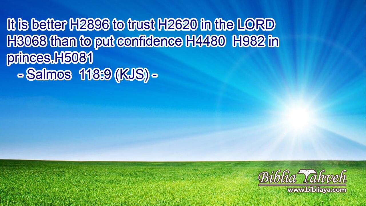 It is better H2896 to trust H2620 in the LORD H3068 than to put confidence H4480  H982 in princes.H5081