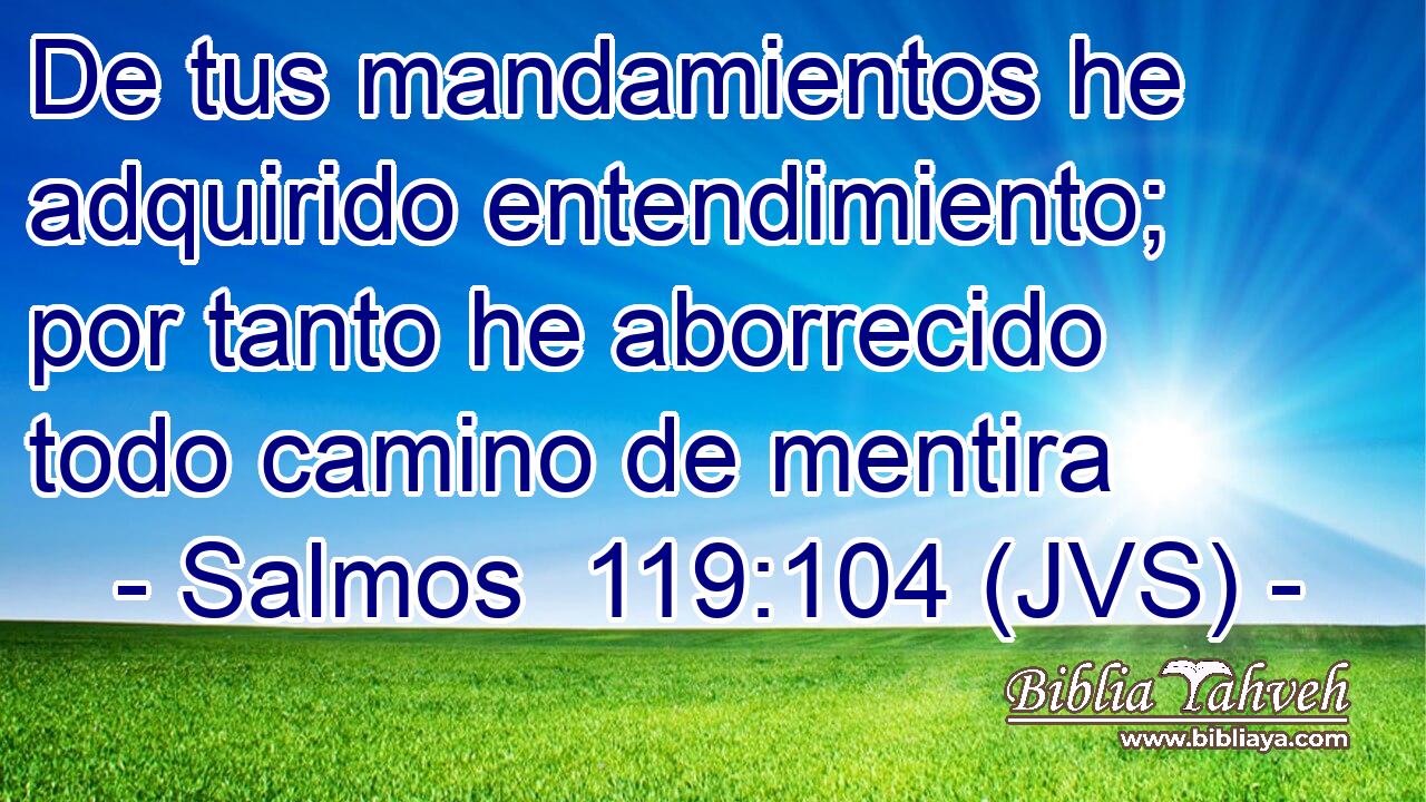 De tus mandamientos he adquirido entendimiento; por tanto he aborrecido todo camino de mentira