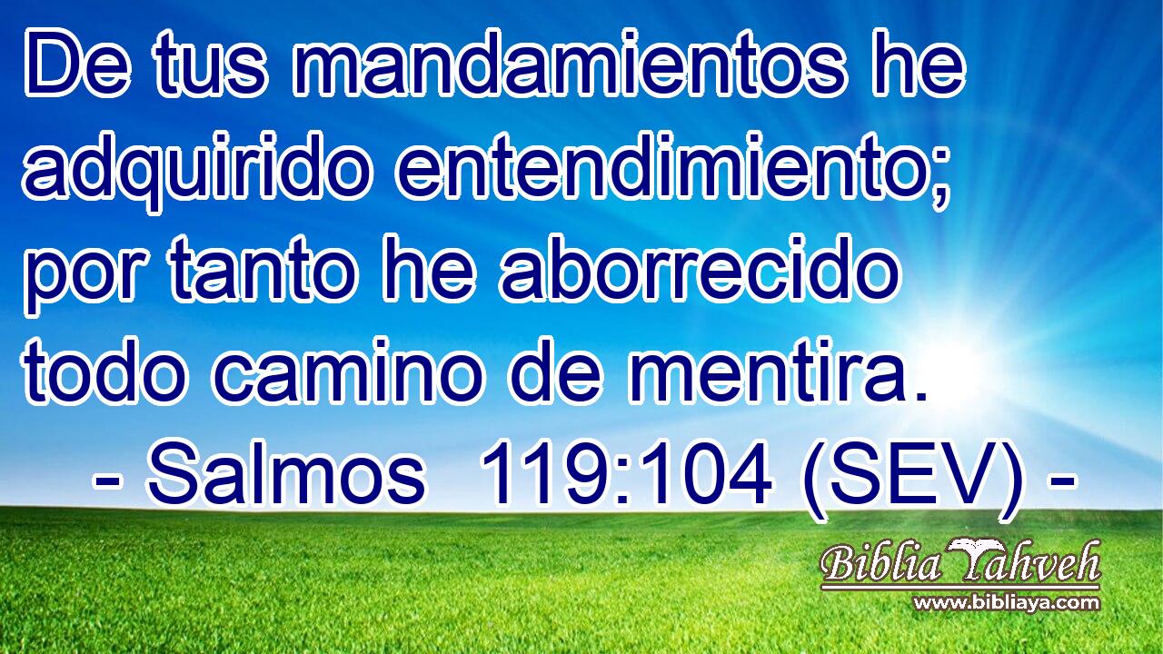 De tus mandamientos he adquirido entendimiento; por tanto he aborrecido todo camino de mentira.