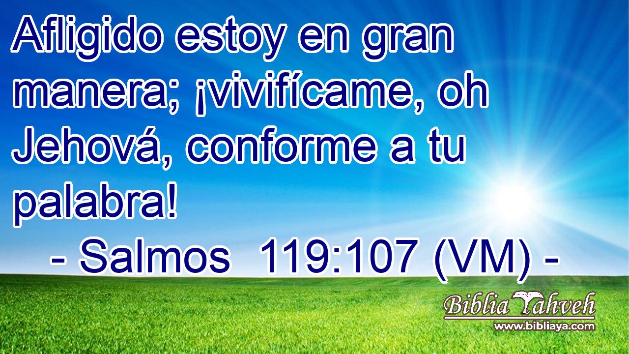 Afligido estoy en gran manera; ¡vivifícame, oh Jehová, conforme a tu palabra! 