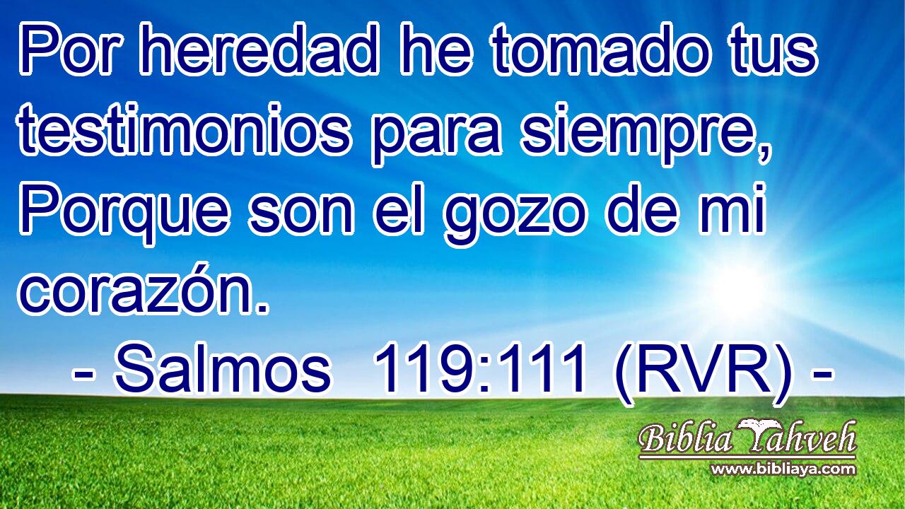 Por heredad he tomado tus testimonios para siempre, Porque son el gozo de mi corazón.