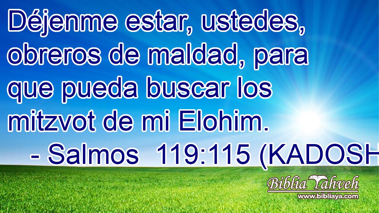  Déjenme estar, ustedes, obreros de maldad, para que pueda buscar los mitzvot de mi Elohim. 