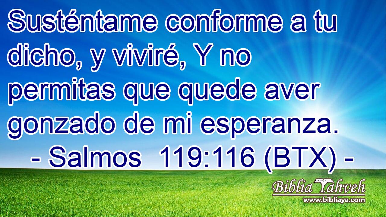 Susténtame conforme a tu dicho, y viviré, Y no permitas que quede aver gonzado de mi esperanza.
