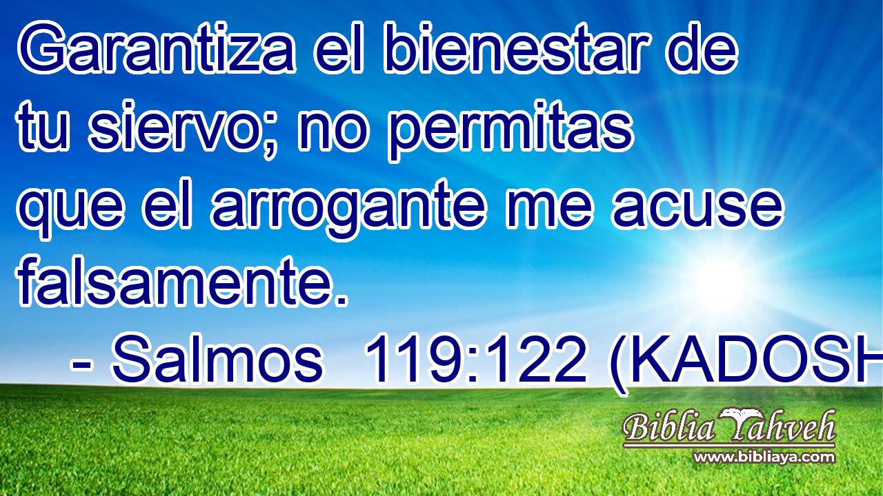  Garantiza el bienestar de tu siervo; no permitas que el arrogante me acuse falsamente. 