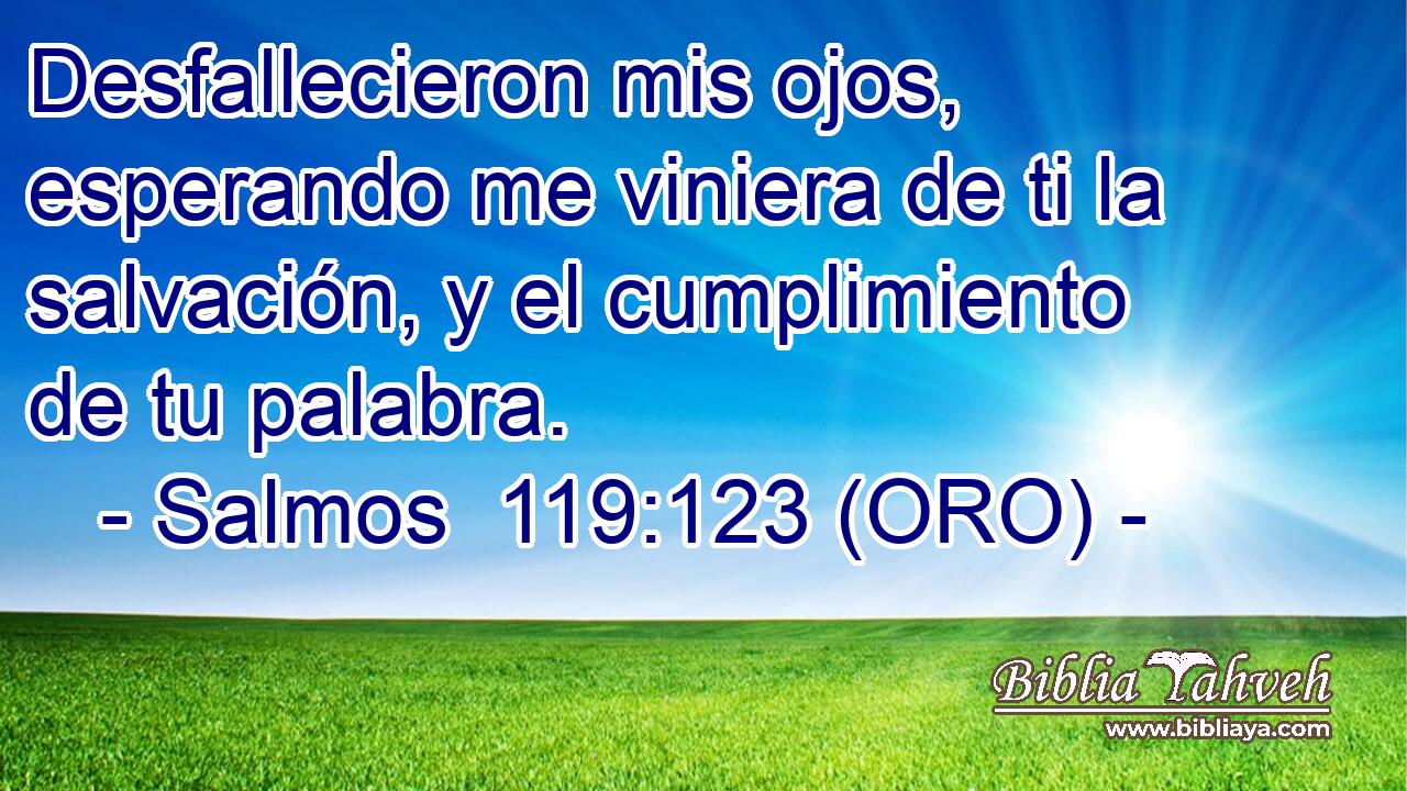  Desfallecieron mis ojos, esperando me viniera de ti la salvación, y el cumplimiento de tu palabra. 