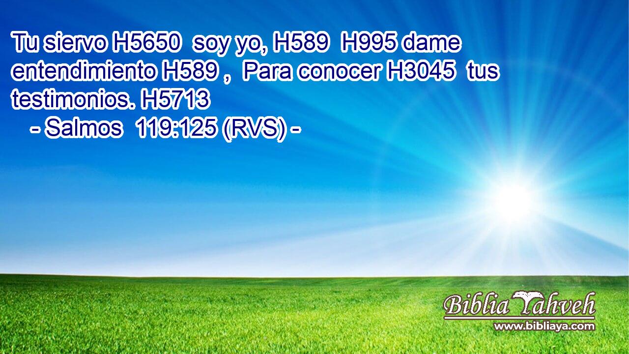Tu siervo H5650  soy yo, H589  H995 dame entendimiento H589 ,  Para conocer H3045  tus testimonios. H5713  