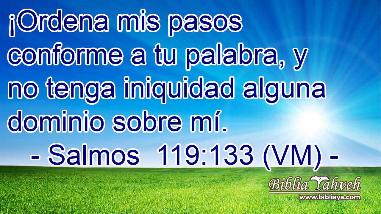  ¡Ordena mis pasos conforme a tu palabra, y no tenga iniquidad alguna dominio sobre mí. 