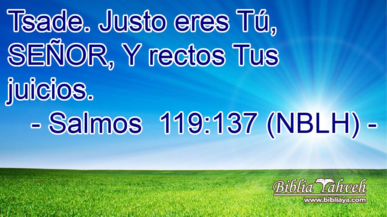  Tsade. Justo eres Tú, SEÑOR, Y rectos Tus juicios. 