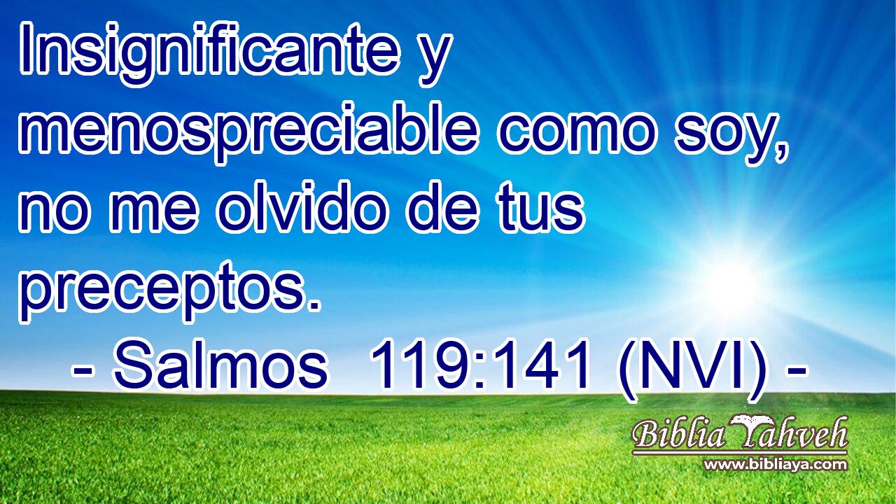 Insignificante y menospreciable como soy, no me olvido de tus preceptos. 