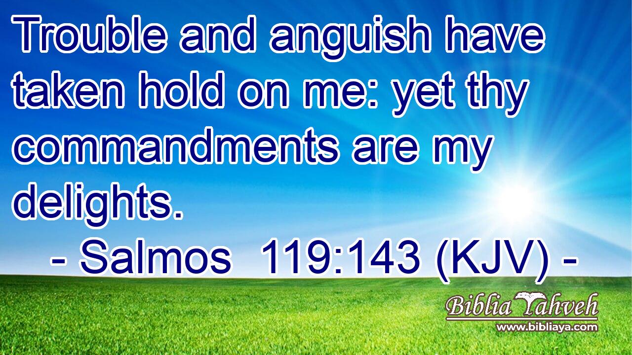 Trouble and anguish have taken hold on me: yet thy commandments are my delights.