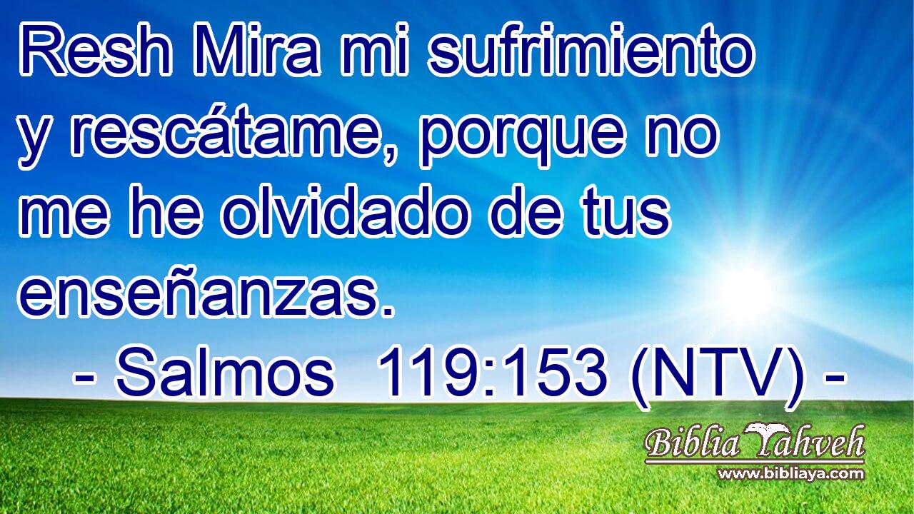 Resh Mira mi sufrimiento y rescátame, porque no me he olvidado de tus enseñanzas.