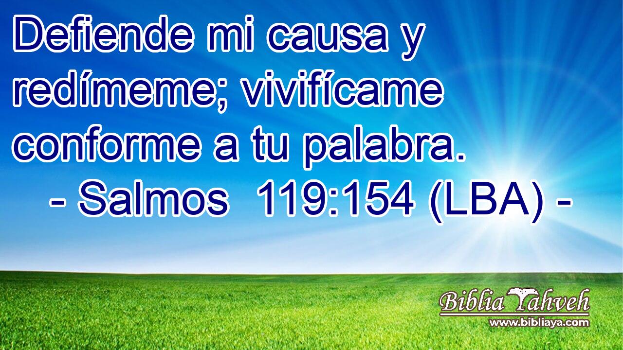 Defiende mi causa y redímeme; vivifícame conforme a tu palabra.