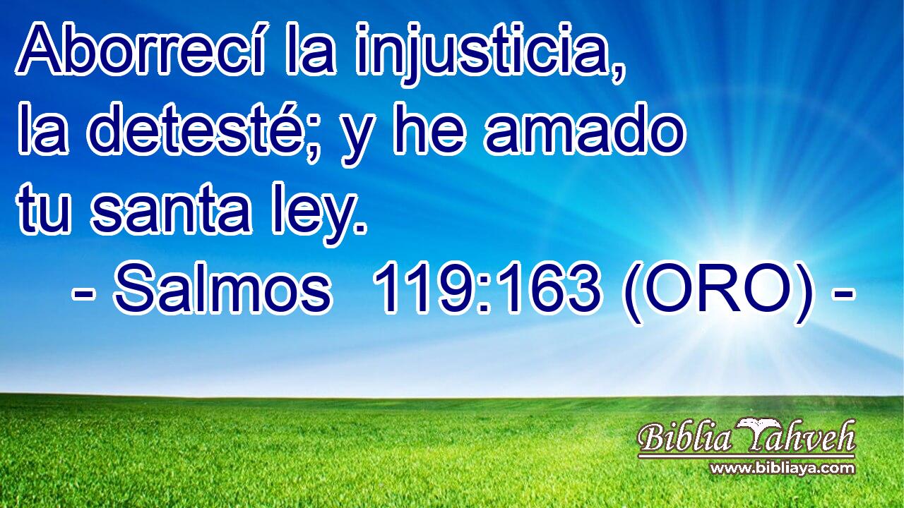  Aborrecí la injusticia, la detesté; y he amado tu santa ley. 