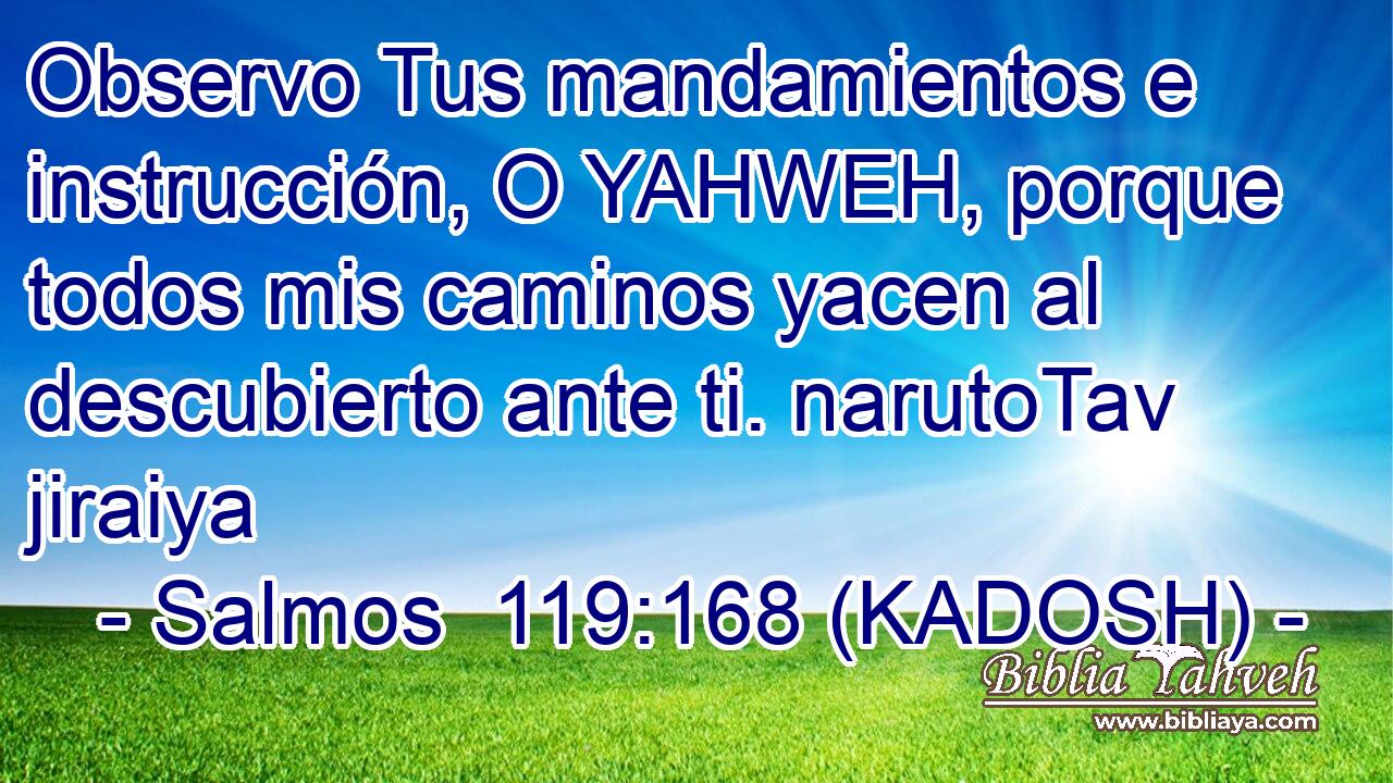  Observo Tus mandamientos e instrucción, O YAHWEH, porque todos mis caminos yacen al descubierto ante ti. narutoTav jiraiya 