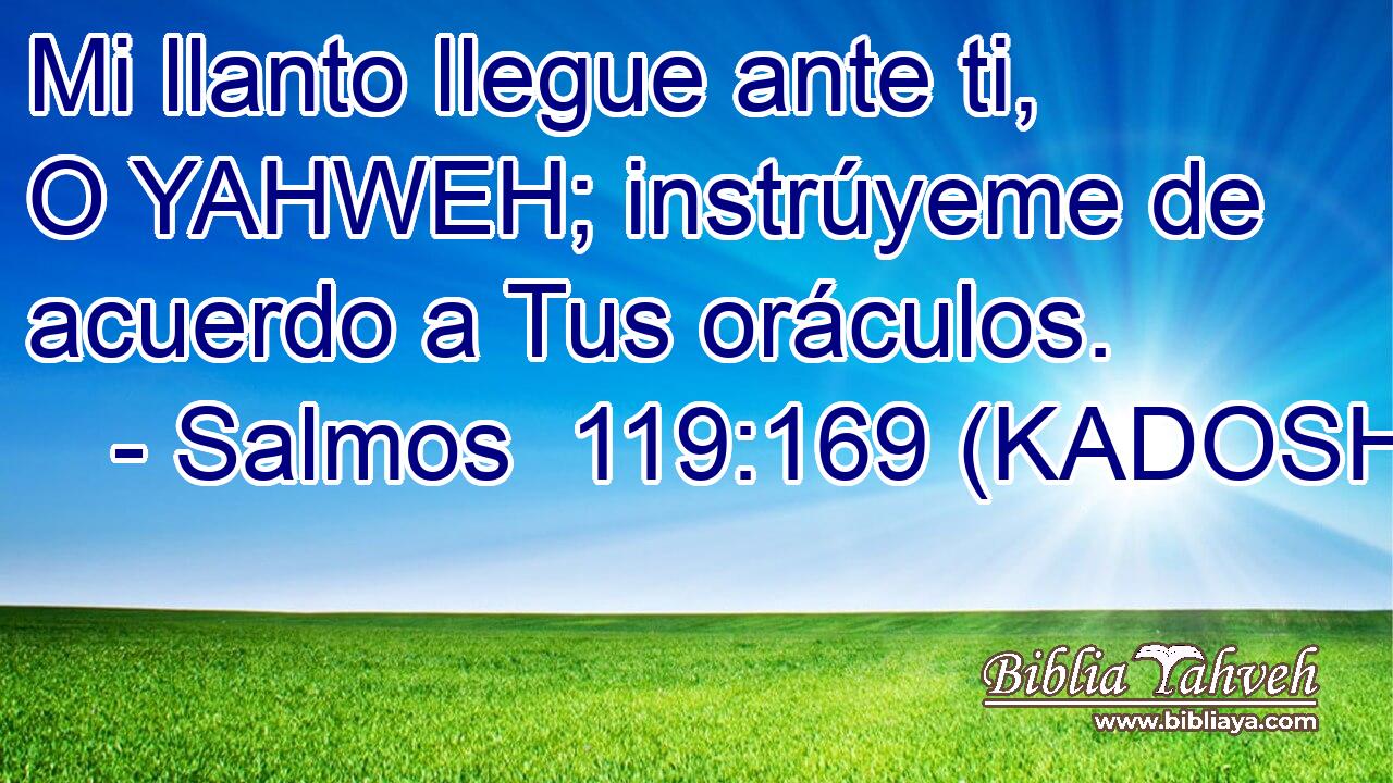  Mi llanto llegue ante ti, O YAHWEH; instrúyeme de acuerdo a Tus oráculos. 