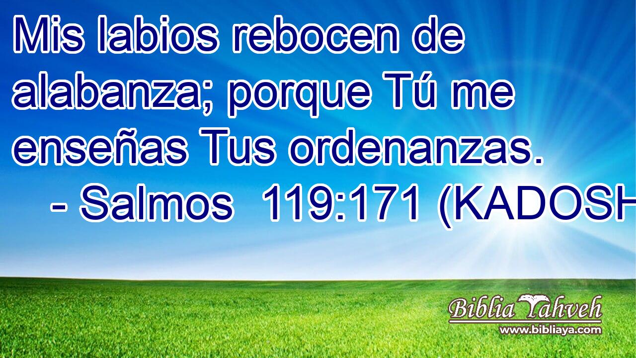 Mis labios rebocen de alabanza; porque Tú me enseñas Tus ordenanzas. 