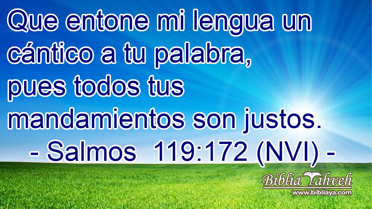  Que entone mi lengua un cántico a tu palabra, pues todos tus mandamientos son justos. 